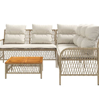 2-tlg. Garten-Sofagarnitur mit Kissen Beige Poly Rattan