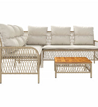 2-tlg. Garten-Sofagarnitur mit Kissen Beige Poly Rattan