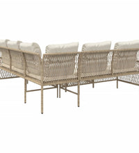 2-tlg. Garten-Sofagarnitur mit Kissen Beige Poly Rattan