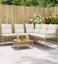 2-tlg. Garten-Sofagarnitur mit Kissen Beige Poly Rattan