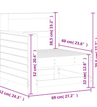 Gartensofa mit Armlehne 69x62x70,5 cm Massivholz Kiefer