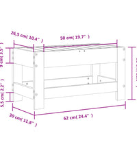 Gartenhocker 62x30x32 cm Massivholz Kiefer