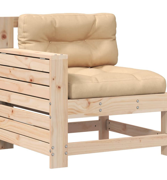 Gartensofa mit Armlehne und Kissen Massivholz Kiefer