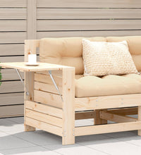 Gartensofa mit Armlehne und Kissen Massivholz Kiefer