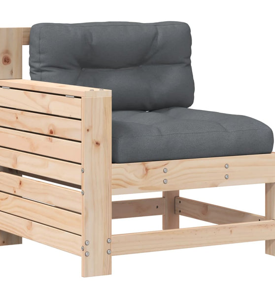 Gartensofa mit Armlehne und Kissen Massivholz Kiefer