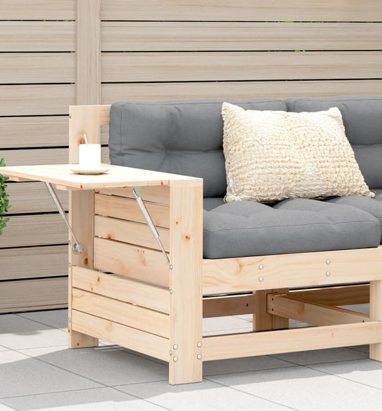 Gartensofa mit Armlehne und Kissen Massivholz Kiefer