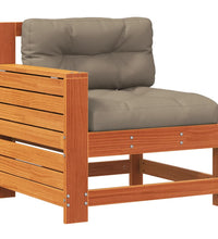 Gartensofa mit Armlehne und Kissen Wachsbraun Massivholz Kiefer