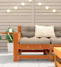 Gartensofa mit Armlehne und Kissen Wachsbraun Massivholz Kiefer