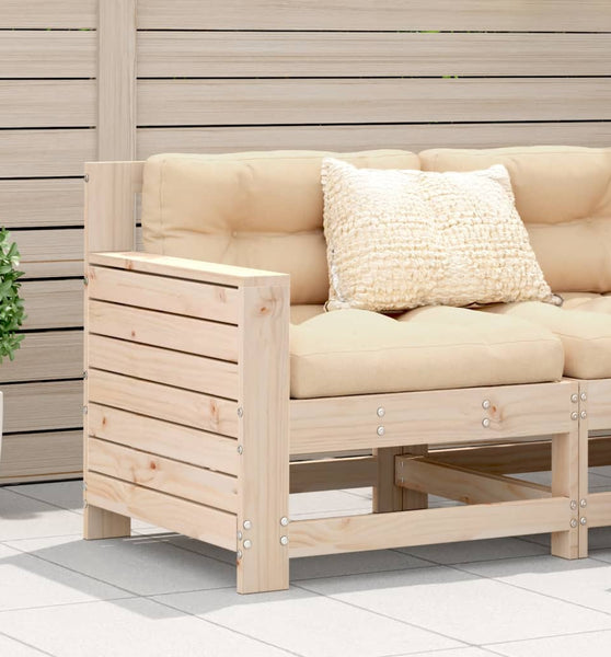 Gartensofa mit Armlehne und Kissen Massivholz Kiefer