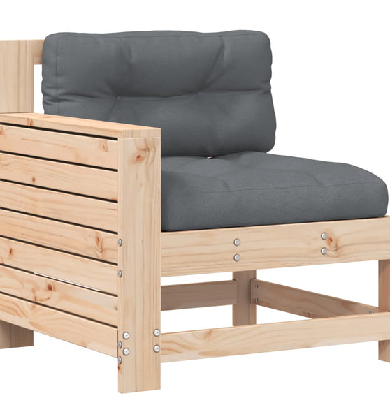 Gartensofa mit Armlehne und Kissen Massivholz Kiefer