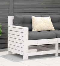 Gartensofa mit Armlehne und Kissen Weiß Massivholz Kiefer