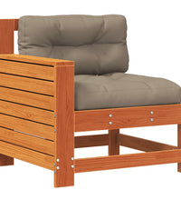 Gartensofa mit Armlehne und Kissen Wachsbraun Massivholz Kiefer