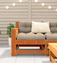 Gartensofa mit Armlehne und Kissen Wachsbraun Massivholz Kiefer