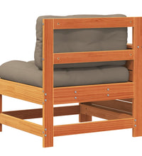 Gartensofa mit Armlehne und Kissen Wachsbraun Massivholz Kiefer