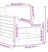 Gartensofa mit Armlehne und Kissen Massivholz Douglasie