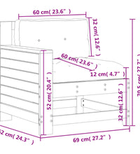 Gartensofa mit Armlehne Kissen Kiefernholz Imprägniert