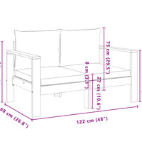 Gartensofa mit Kissen 2-Sitzer Massivholz Akazie