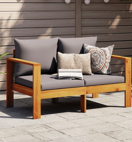 Gartensofa mit Kissen 2-Sitzer Massivholz Akazie