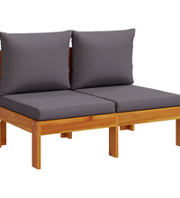 Gartensofa ohne Armlehnen mit Kissen 2-Sitzer Massivholz Akazie