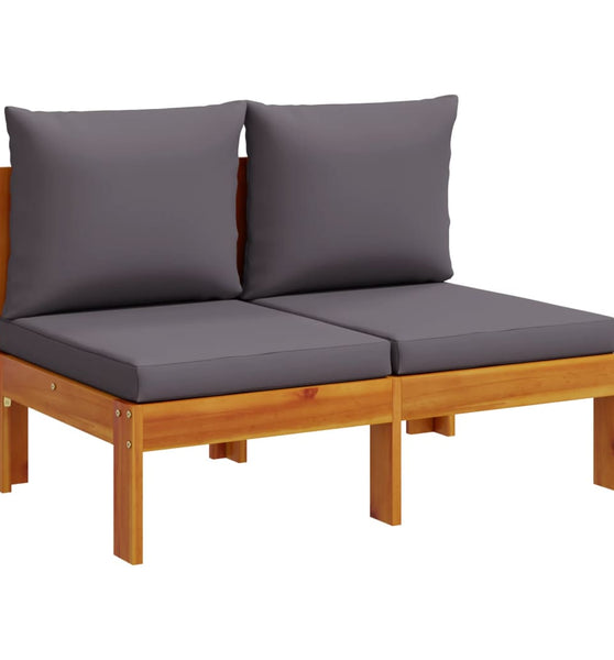 Gartensofa ohne Armlehnen mit Kissen 2-Sitzer Massivholz Akazie