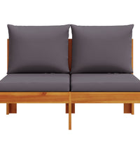 Gartensofa ohne Armlehnen mit Kissen 2-Sitzer Massivholz Akazie