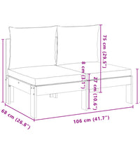 Gartensofa ohne Armlehnen mit Kissen 2-Sitzer Massivholz Akazie