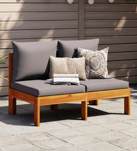 Gartensofa ohne Armlehnen mit Kissen 2-Sitzer Massivholz Akazie