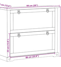 Schuhschrank Corona 99x32x85 cm Massivholz Kiefer