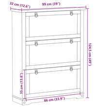 Schuhschrank Corona 99x32x124,5 cm Massivholz Kiefer
