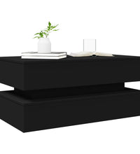 Couchtisch mit LED-Leuchten Schwarz 90x50x40 cm