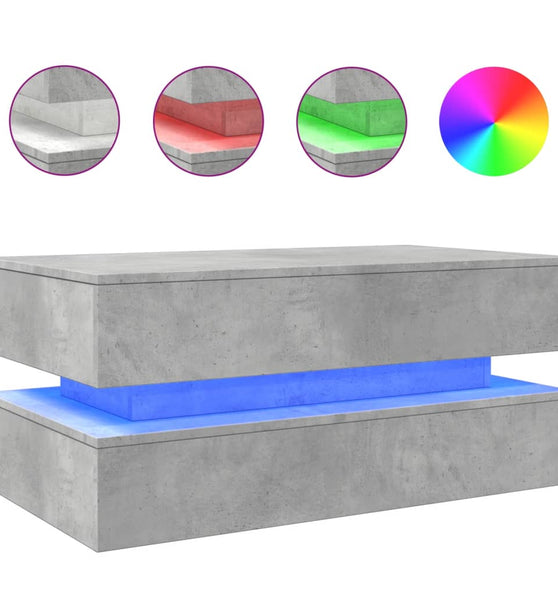 Couchtisch mit LED-Leuchten Betongrau 90x50x40 cm