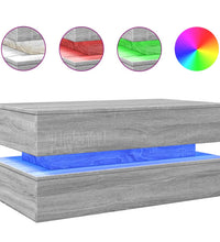 Couchtisch mit LED-Leuchten Grau Sonoma 90x50x40 cm