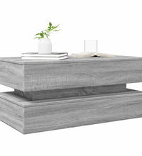 Couchtisch mit LED-Leuchten Grau Sonoma 90x50x40 cm