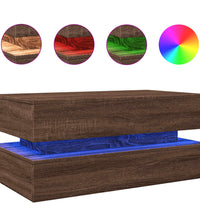 Couchtisch mit LED-Leuchten Braun Eichen-Optik 90x50x40 cm