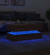 Couchtisch mit LED-Leuchten Braun Eichen-Optik 90x50x40 cm