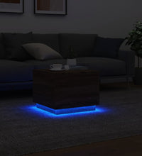 Couchtisch mit LED-Leuchten Braun Eichen-Optik 50x50x40 cm