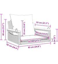 Hängesessel mit Kissen Schwarz 63x62x40 cm Poly Rattan