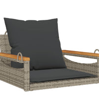 Hängesessel mit Kissen Grau 63x62x40 cm Poly Rattan