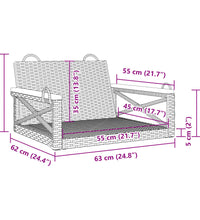 Hängesessel Schwarz 63x62x40 cm Poly Rattan
