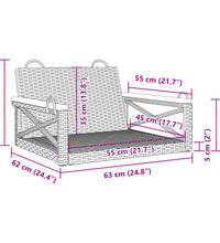 Hängesessel Grau 63x62x40 cm Poly Rattan