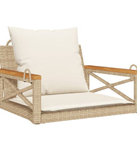 Hängesessel mit Kissen Beige 63x62x40 cm Poly Rattan