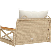 Hängesessel mit Kissen Beige 63x62x40 cm Poly Rattan