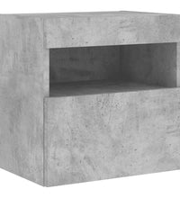 6-tlg. Wohnwand mit LED-Beleuchtung Betongrau Holzwerkstoff