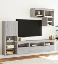 6-tlg. Wohnwand mit LED-Beleuchtung Grau Sonoma Holzwerkstoff