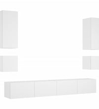 6-tlg. TV-Wohnwand mit LED-Leuchten Weiß