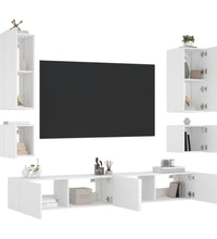 6-tlg. TV-Wohnwand mit LED-Leuchten Weiß