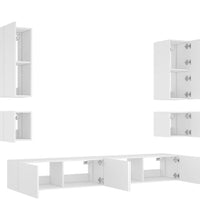 6-tlg. TV-Wohnwand mit LED-Leuchten Weiß
