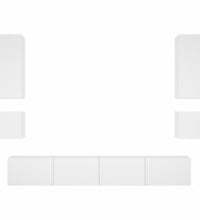 6-tlg. TV-Wohnwand mit LED-Leuchten Weiß