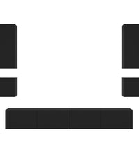 6-tlg. TV-Wohnwand mit LED-Leuchten Schwarz