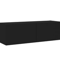 6-tlg. TV-Wohnwand mit LED-Leuchten Schwarz